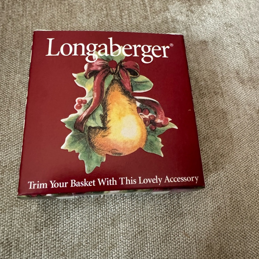 Longaberger Basket Tie On - VINTAGE CHRISTMAS - EUC - Pear and Holly
